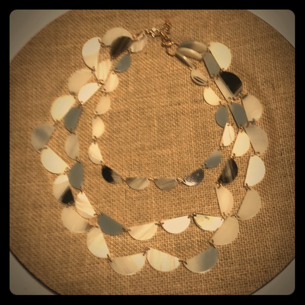 Three layer multi color chain necklace.